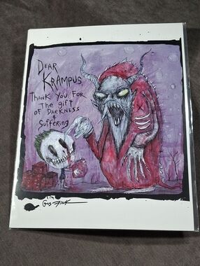 Gus Fink Studios Dear Krampus Thank You For The Gift...Suffering 8.5" x 11" NEW